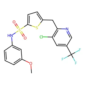 5-{[3-chloro-5-(trifluoromethyl)pyridin-2-yl]methyl}-N-(3-methoxyphenyl)thiophene-2-sulfonamide structure