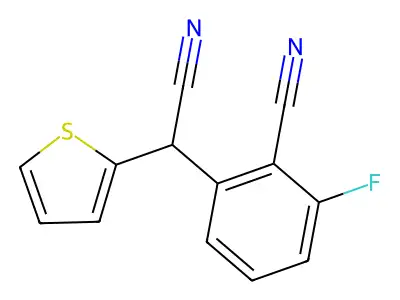 2-[Cyano(2-thienyl)methyl]-6-fluorobenzenecarbonitrile structure