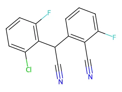 2-[(2-Chloro-6-fluorophenyl)(cyano)methyl]-6-fluorobenzenecarbonitrile structure