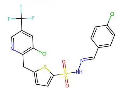 N'-[(4-chlorophenyl)methylene]-5-{[3-chloro-5-(trifluoromethyl)-2-pyridinyl]methyl}-2-thiophenesulfonohydrazide structure