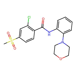 2-chloro-4-(methylsulfonyl)-N-(2-morpholinophenyl)benzenecarboxamide structure