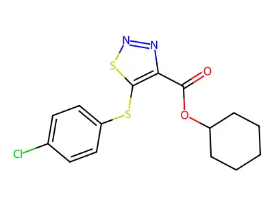 Cyclohexyl 5-[(4-chlorophenyl)sulfanyl]-1,2,3-thiadiazole-4-carboxylate structure