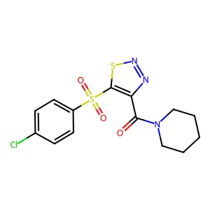 {5-[(4-Chlorophenyl)sulfonyl]-1,2,3-thiadiazol-4-yl}(piperidino)methanone structure