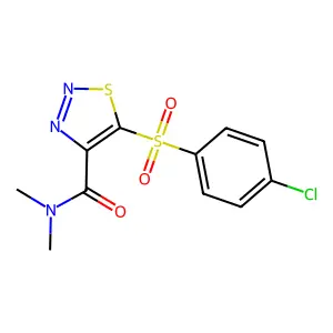 5-[(4-chlorophenyl)sulfonyl]-N,N-dimethyl-1,2,3-thiadiazole-4-carboxamide structure