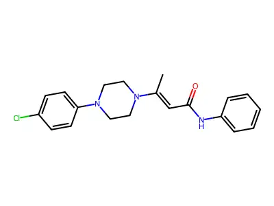3-[4-(4-chlorophenyl)piperazin-1-yl]-N-phenylbut-2-enamide structure