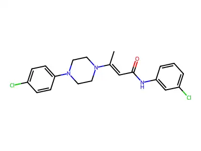 N-(3-chlorophenyl)-3-[4-(4-chlorophenyl)piperazin-1-yl]but-2-enamide structure