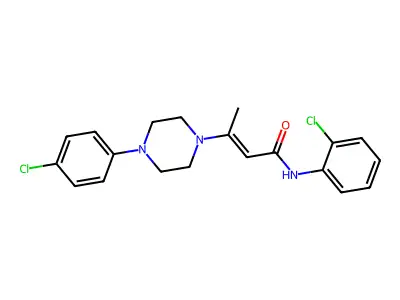 N-(2-chlorophenyl)-3-[4-(4-chlorophenyl)piperazin-1-yl]but-2-enamide structure