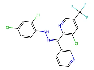 [3-chloro-5-(trifluoromethyl)-2-pyridinyl](3-pyridinyl)methanone N-(2,4-dichlorophenyl)hydrazone structure