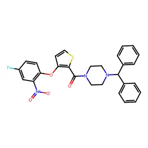 (4-Benzhydrylpiperazino)[3-(4-fluoro-2-nitrophenoxy)-2-thienyl]methanone structure
