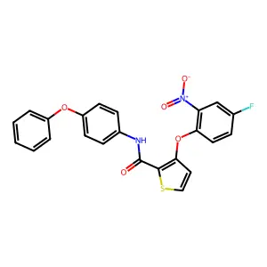 3-(4-fluoro-2-nitrophenoxy)-N-(4-phenoxyphenyl)thiophene-2-carboxamide structure