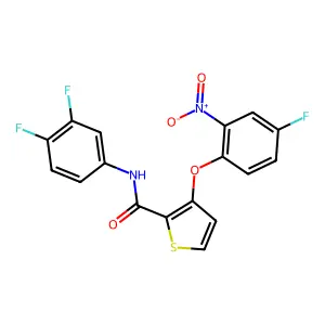 N-(3,4-difluorophenyl)-3-(4-fluoro-2-nitrophenoxy)-2-thiophenecarboxamide structure