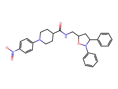 N-[(2,3-diphenyl-1,2-oxazolidin-5-yl)methyl]-1-(4-nitrophenyl)piperidine-4-carboxamide structure