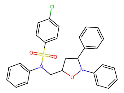 4-chloro-N-[(2,3-diphenyltetrahydro-5-isoxazolyl)methyl]-N-phenylbenzenesulfonamide structure