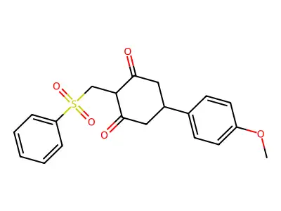 2-(Benzenesulfonylmethyl)-5-(4-methoxyphenyl)cyclohexane-1,3-dione structure