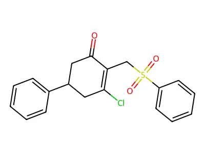 3-Chloro-5-phenyl-2-[(phenylsulfonyl)methyl]-2-cyclohexen-1-one structure