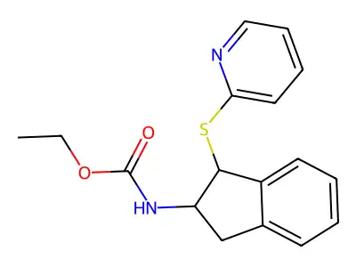 ethyl N-[1-(2-pyridinylsulfanyl)-2,3-dihydro-1H-inden-2-yl]carbamate structure