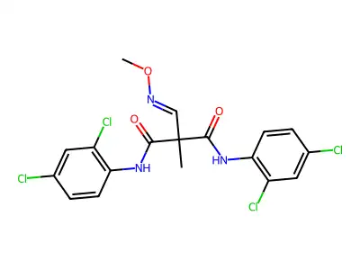N,N'-bis(2,4-dichlorophenyl)-2-(methoxyiminomethyl)-2-methylpropanediamide structure
