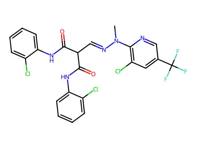 N,N'-bis(2-chlorophenyl)-2-[[[3-chloro-5-(trifluoromethyl)pyridin-2-yl]-methylhydrazinylidene]methyl]propanediamide structure