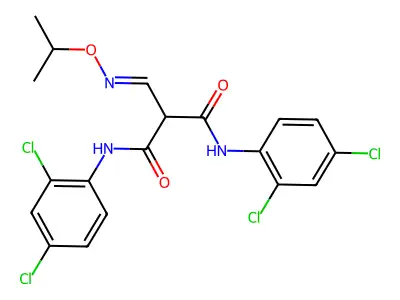 N,N'-bis(2,4-dichlorophenyl)-2-(propan-2-yloxyiminomethyl)propanediamide structure