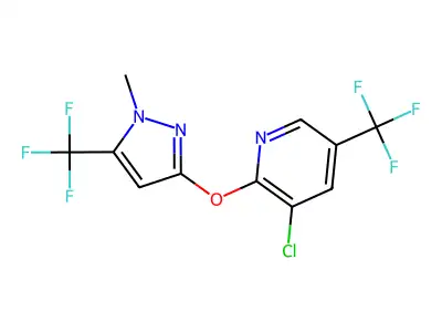 3-chloro-2-{[1-methyl-5-(trifluoromethyl)-1H-pyrazol-3-yl]oxy}-5-(trifluoromethyl)pyridine structure