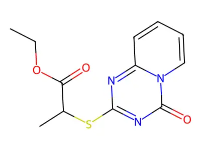 ethyl 2-[(4-oxo-4H-pyrido[1,2-a][1,3,5]triazin-2-yl)sulfanyl]propanoate structure