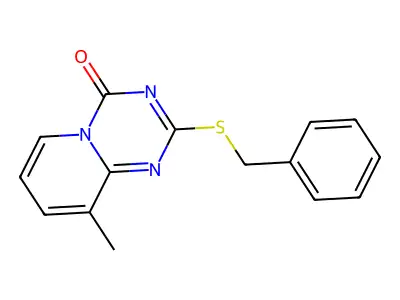 2-(benzylsulfanyl)-9-methyl-4H-pyrido[1,2-a][1,3,5]triazin-4-one structure