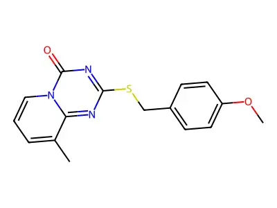 2-((4-Methoxybenzyl)sulfanyl)-9-methyl-4H-pyrido[1,2-a](1,3,5)triazin-4-one structure