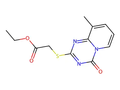 ethyl 2-[(9-methyl-4-oxo-4H-pyrido[1,2-a][1,3,5]triazin-2-yl)sulfanyl]acetate structure