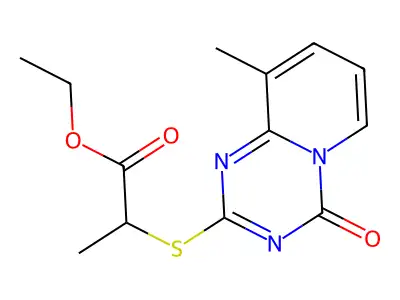 Ethyl 2-((9-methyl-4-oxo-4H-pyrido[1,2-a](1,3,5)triazin-2-yl)sulfanyl)propanoate structure