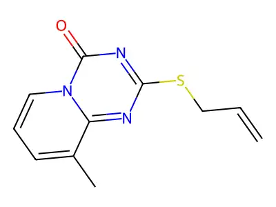 2-(allylsulfanyl)-9-methyl-4H-pyrido[1,2-a][1,3,5]triazin-4-one structure