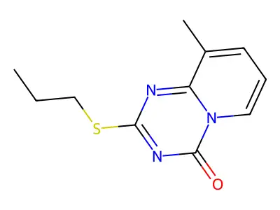 9-methyl-2-(propylsulfanyl)-4H-pyrido[1,2-a][1,3,5]triazin-4-one structure