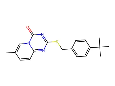 2-((4-(Tert-butyl)benzyl)sulfanyl)-7-methyl-4H-pyrido[1,2-a](1,3,5)triazin-4-one structure