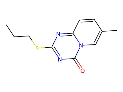 7-methyl-2-(propylsulfanyl)-4H-pyrido[1,2-a][1,3,5]triazin-4-one structure