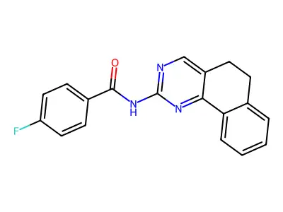 N-(5,6-dihydrobenzo[h]quinazolin-2-yl)-4-fluorobenzenecarboxamide structure