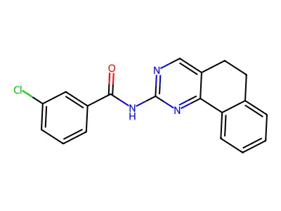 3-chloro-N-(5,6-dihydrobenzo[h]quinazolin-2-yl)benzenecarboxamide structure