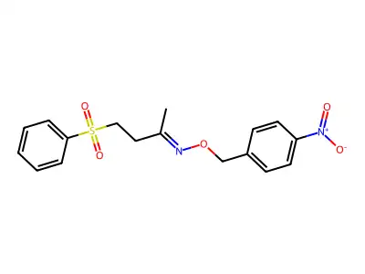 4-(benzenesulfonyl)-N-[(4-nitrophenyl)methoxy]butan-2-imine structure