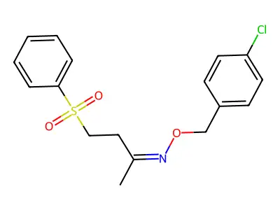 4-(benzenesulfonyl)-N-[(4-chlorophenyl)methoxy]butan-2-imine structure