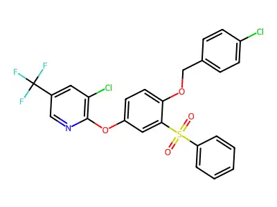 2-[3-(benzenesulfonyl)-4-[(4-chlorophenyl)methoxy]phenoxy]-3-chloro-5-(trifluoromethyl)pyridine structure