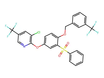 2-[3-(benzenesulfonyl)-4-{[3-(trifluoromethyl)phenyl]methoxy}phenoxy]-3-chloro-5-(trifluoromethyl)pyridine structure