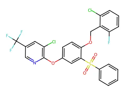 2-[3-(benzenesulfonyl)-4-[(2-chloro-6-fluorophenyl)methoxy]phenoxy]-3-chloro-5-(trifluoromethyl)pyridine structure