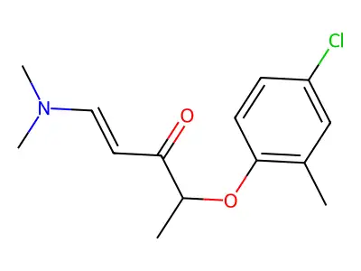 4-(4-chloro-2-methyl-phenoxy)-1-dimethylamino-pent-1-en-3-one structure