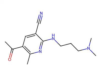 5-Acetyl-2-((3-(dimethylamino)propyl)amino)-6-methylnicotinonitrile structure