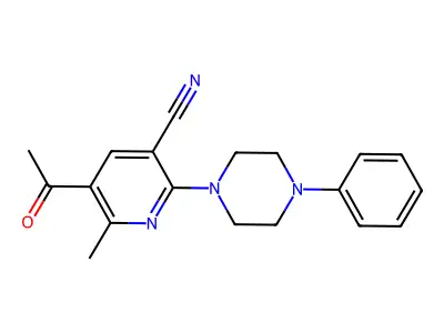 5-Acetyl-6-methyl-2-(4-phenylpiperazino)nicotinonitrile structure