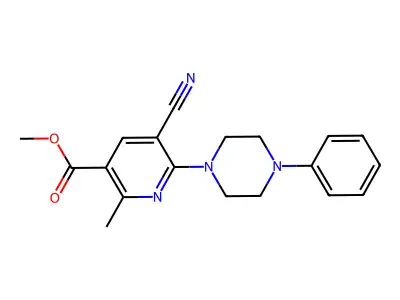 Methyl 5-cyano-2-methyl-6-(4-phenylpiperazin-1-yl)pyridine-3-carboxylate structure