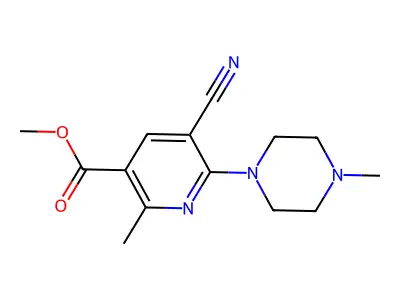 Methyl 5-cyano-2-methyl-6-(4-methylpiperazin-1-yl)pyridine-3-carboxylate structure