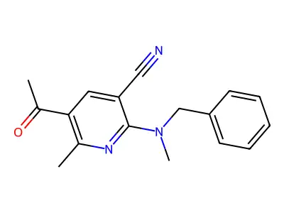 5-Acetyl-2-[benzyl(methyl)amino]-6-methylpyridine-3-carbonitrile structure