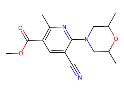 Methyl 5-cyano-6-(2,6-dimethylmorpholino)-2-methylnicotinate structure