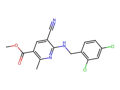 Methyl 5-cyano-6-[(2,4-dichlorobenzyl)amino]-2-methylnicotinate structure