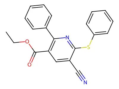Ethyl 5-cyano-2-phenyl-6-(phenylsulfanyl)nicotinate structure
