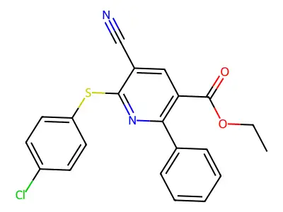 Ethyl 6-[(4-chlorophenyl)sulfanyl]-5-cyano-2-phenylnicotinate structure